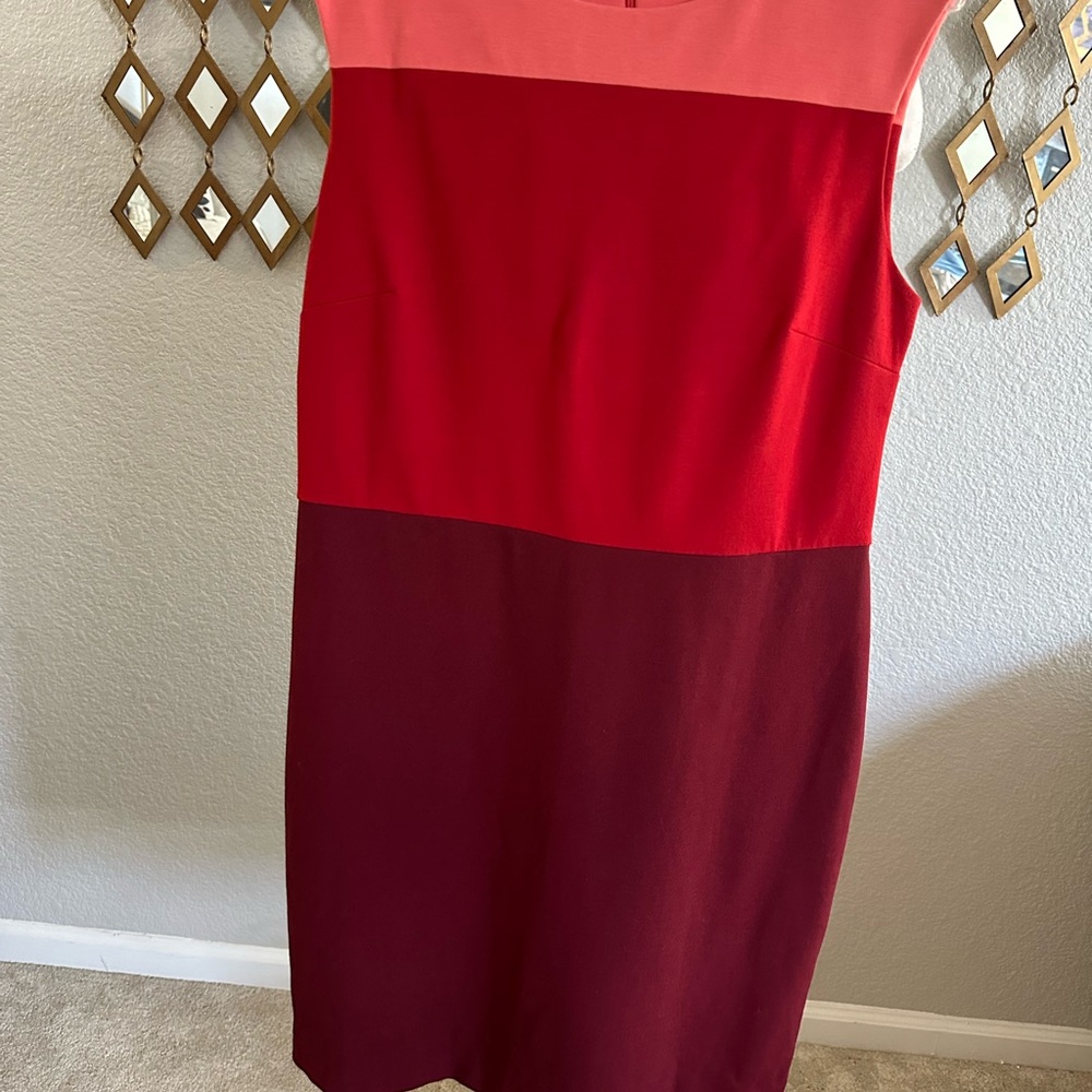 Talbots Red and Pink Color Block Dress - Picture 2 of 4